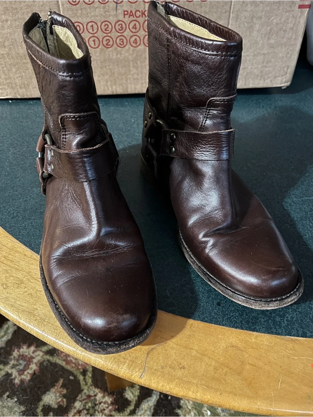Vintage Frye Dark Brown Leather Harness Boots 6.5 B